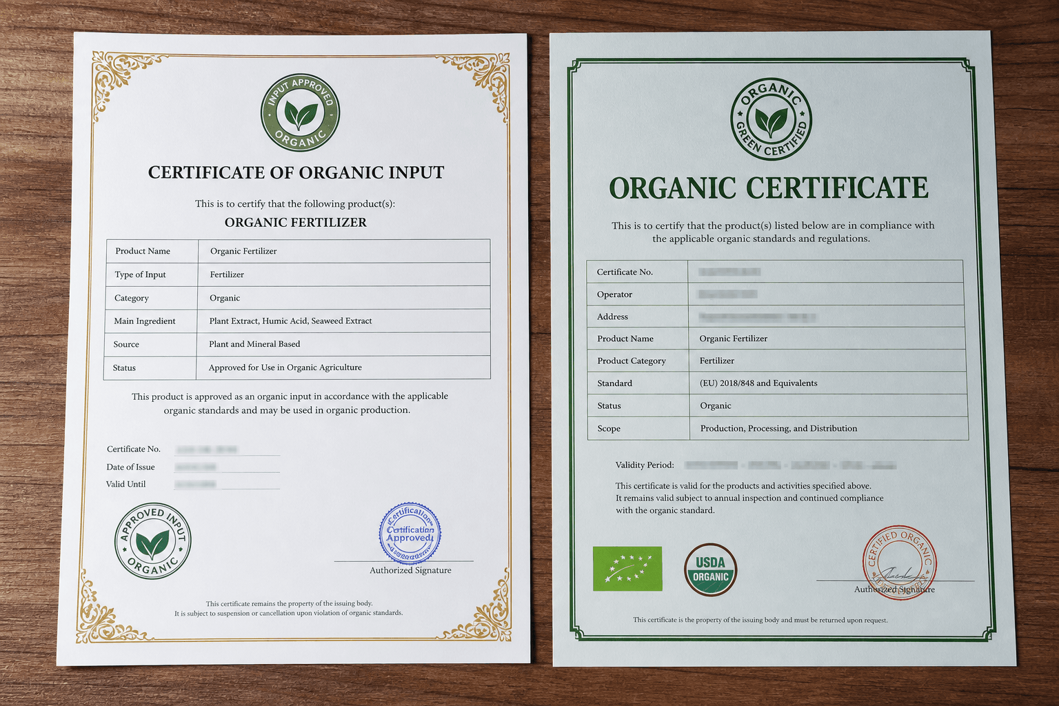 Organic Input Certificate